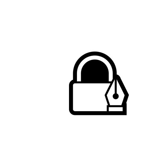 Lock with Ink Pen Emoji White Background