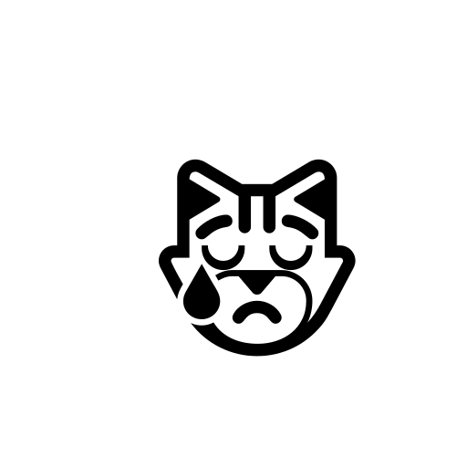 Crying Cat Face Emoji White Background